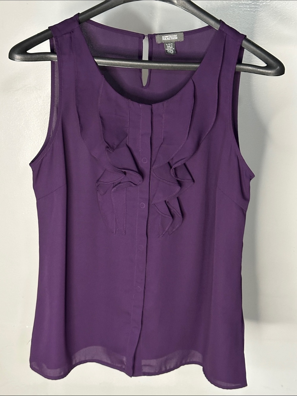 Kenneth Cole Reaction Purple Ruffle Front Sleeveless Camisole
